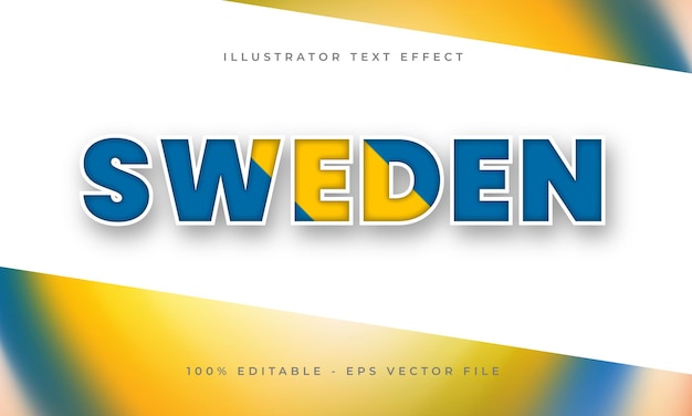 Vector sweden editable text effect with swedish flag texture