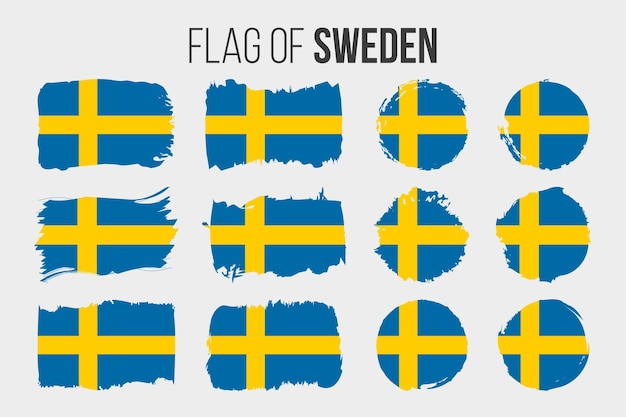 Sweden flag Illustration brush stroke and grunge flags of Sweden isolated on white