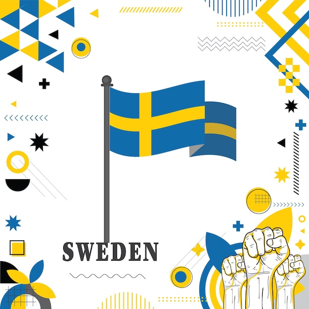 Vector sweden flag national day design abstract geometric decoration vector illustration