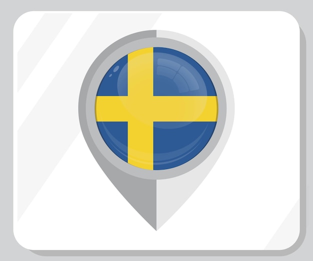 Sweden glossy pin location flag icon