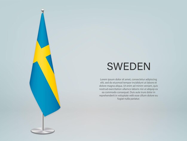 Sweden hanging flag on stand Template forconference banner