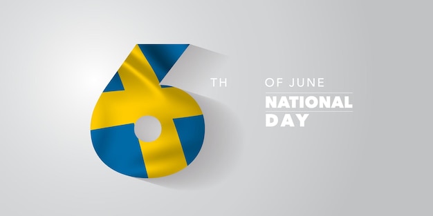 Sweden happy national day greeting card, banner,  illustration.