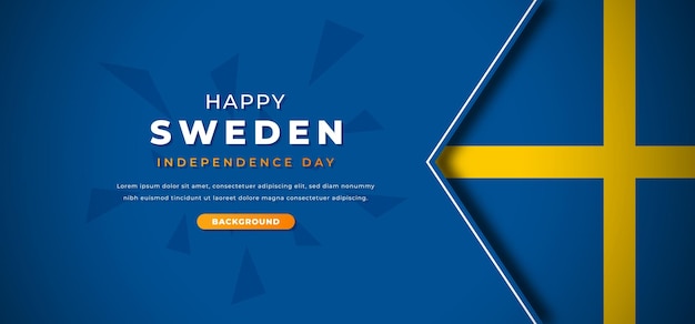 Vector sweden independence day papercut background illustration for poster banner ads greeting card