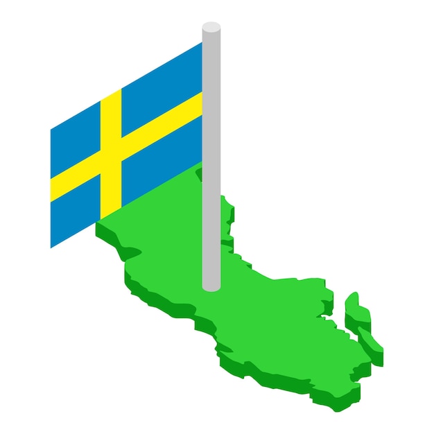 Sweden map icon Isometric illustration of sweden map vector icon for web