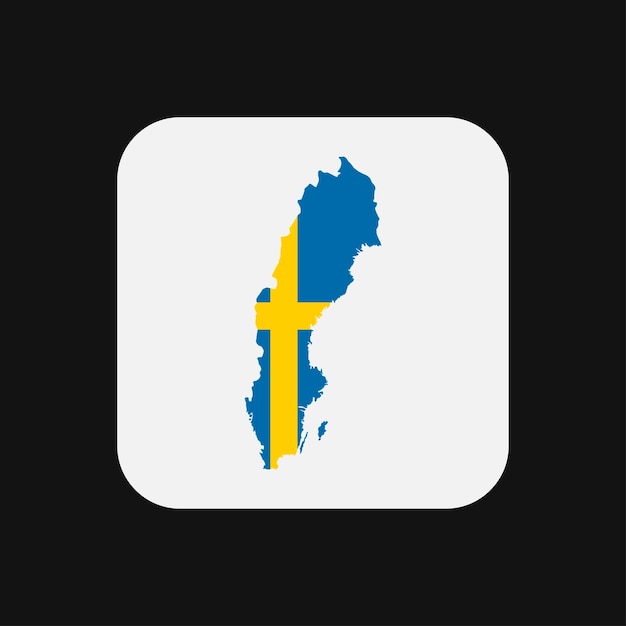 Силуэт карты Швеции с флагом на белом фоне