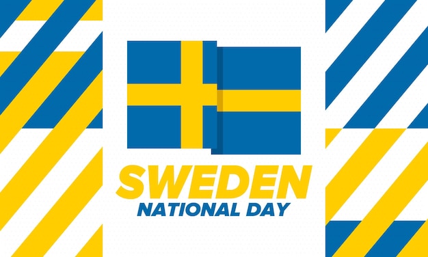 Vettore festa nazionale svedese festa della libertà bandiera svedese arte della scandinavia settentrionale illustrazione vettoriale