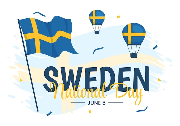 Sweden National Day Vector Illustration on 6 June Celebration with Swedish Flag in Templates