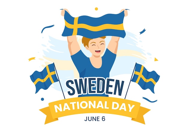 Sweden National Day Vector Illustration on 6 June Celebration with Swedish Flag in Templates