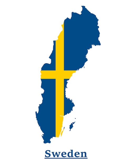 Vector sweden national flag map design, illustration of sweden country flag inside the map