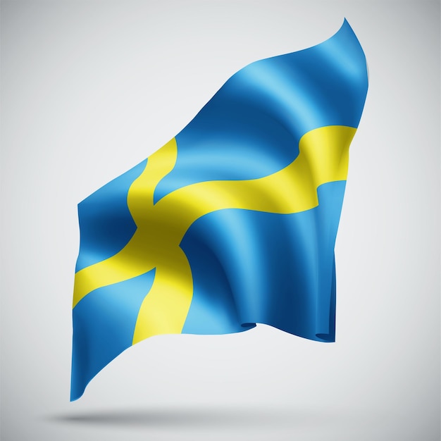 Sweden, vector 3d flag isolated on white background