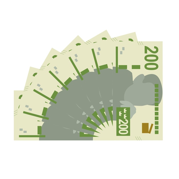 Swedish Krona Vector Illustration Sweden money set bundle banknotes Paper money 200 kr