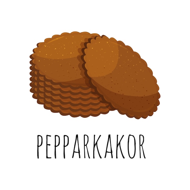 Swedish sweets pepparkakor ginger cookies on a white background vector cartoon illustration