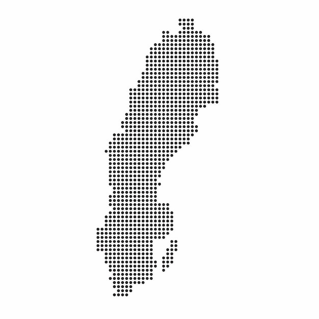 Sweeden country map made from abstract halftone dot pattern