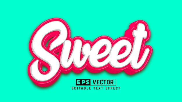 Sweet 3d editable text effect vector file with cute background