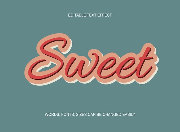 Vector sweet 3d editable text effect