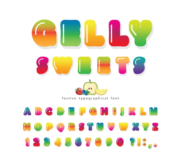 Sweet 3d gelly font. cute cartoon alphabet