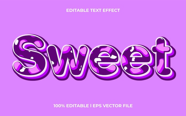 sweet 3d text effect with trendy theme. purple text lettering typography font style