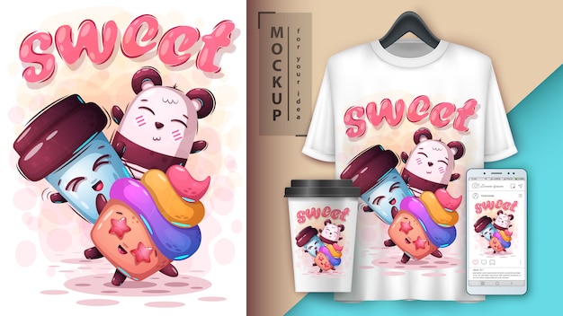 Sweet animals illustration and merchandising