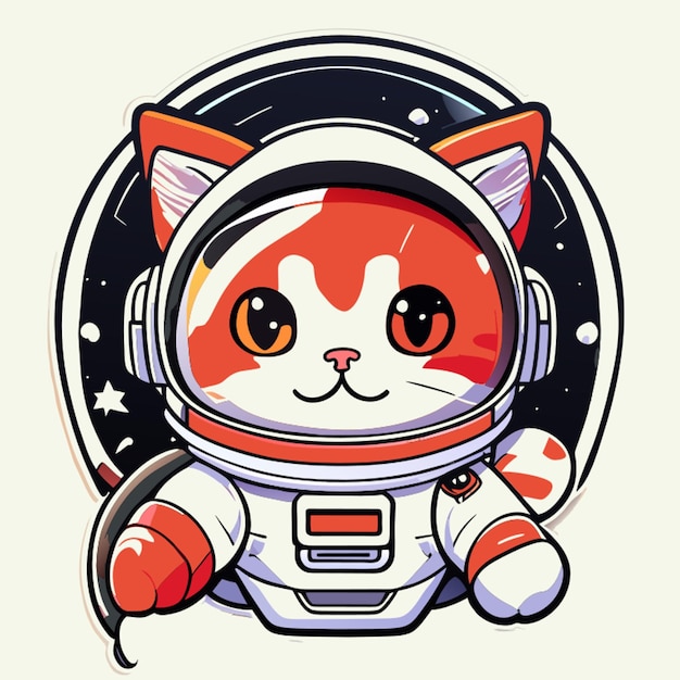 a sweet astronaut cat sticker vector illustration