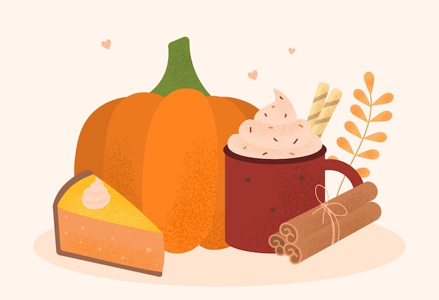 Vector sweet autumn modern colorful vector illustration