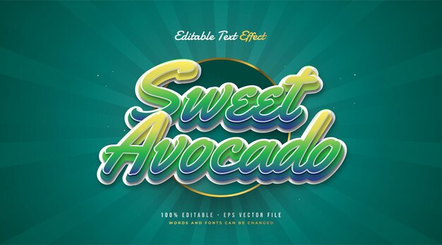 Sweet Avocado Text Style in Green Gradient with Embossed Effect. Editable Text Effect