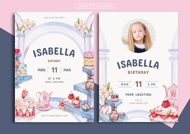 Sweet and bakery theme birthday invitation card template