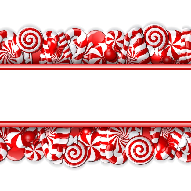 Sweet banner with red and white candies