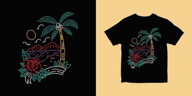 Sweet Beach Paradise Illustratie T-shirtontwerp