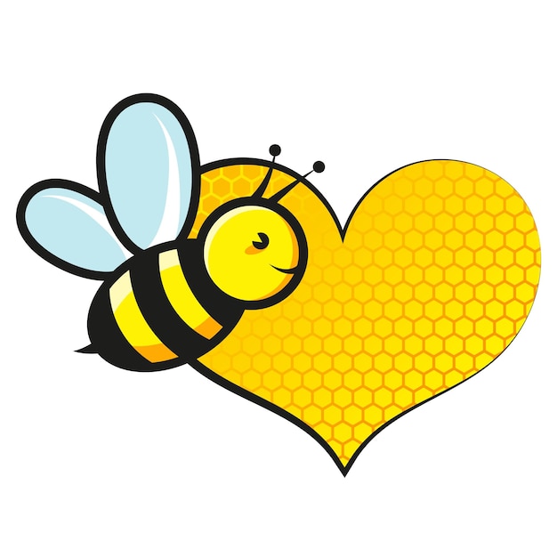Premium Vector  Sweet bee flies and honeycomb heart