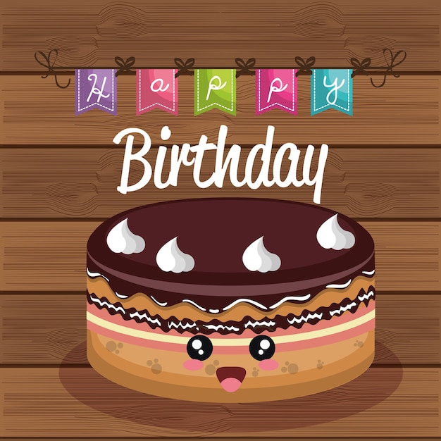 Vector sweet birthday cake card vector illustration design