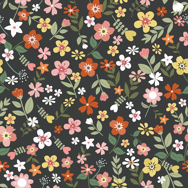 달콤한 꽃과 녹색 잎 원활한 패턴
