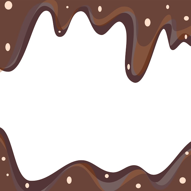 Sweet Brown Chocolate, Coffee Dripping Template Banner. Vector Illustration.