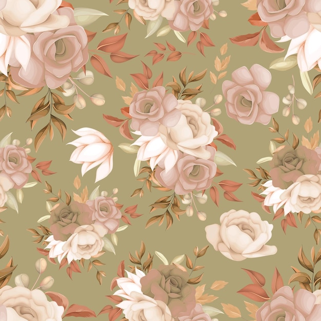 Vector sweet brown floral seamless pattern design