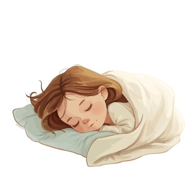 Vector sweet_brunette_little_girl_sleeping_sweetly