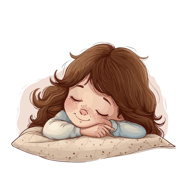 Vector sweet_brunette_little_girl_sleeping_sweetly