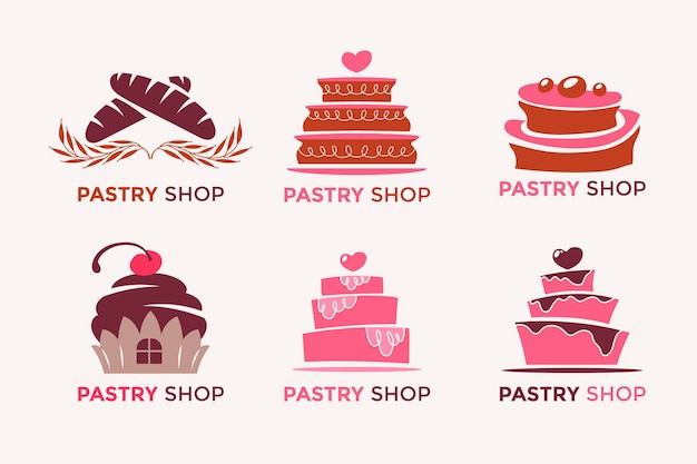 Sweet cake and bakery shop emblem collection pack set