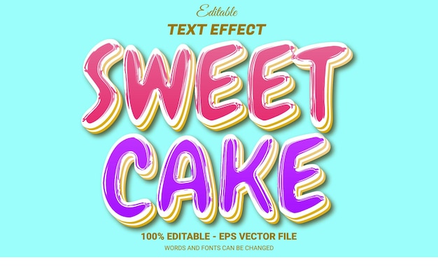 Vector sweet cake bewerkbare tekst-effect