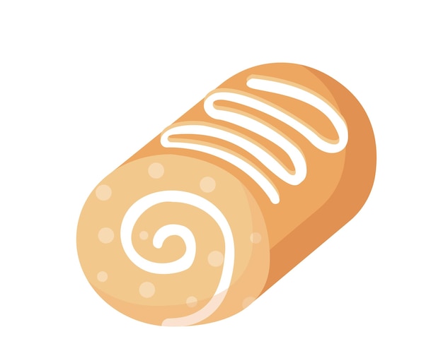 sweet cake concept dessert and delicacy for holiday and festival bakery and pastry product roll sweet bun poster or banner cartoon flat vector illustration isolated on white background