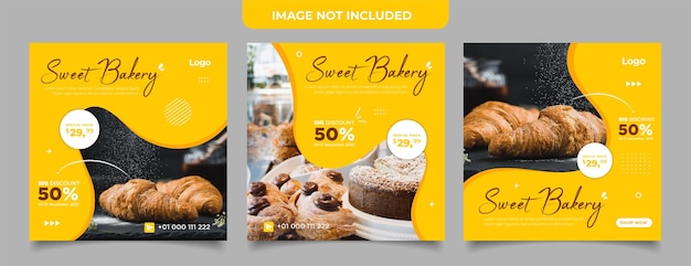 Banner di torta dolce e dessert per modello di post sui social media