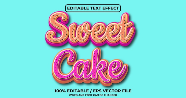 Vector sweet cake editable text effect