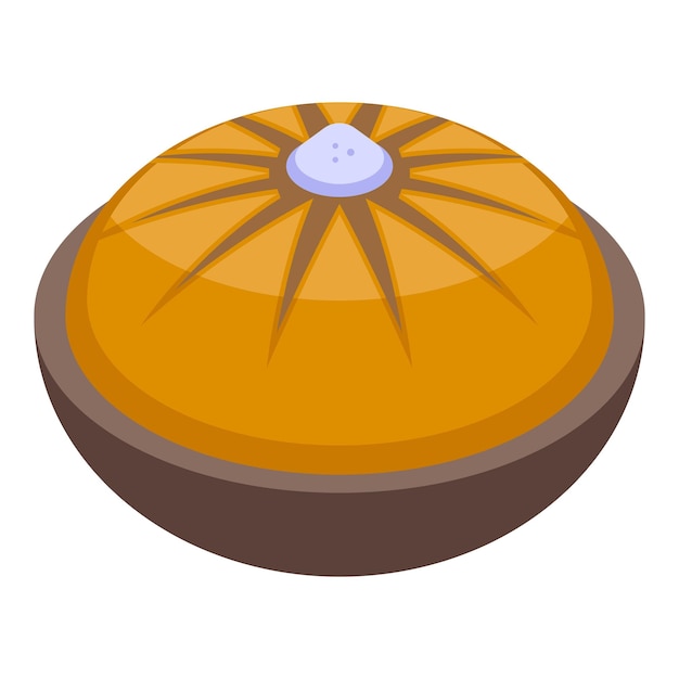 Sweet cake icon isometric vector Food pilaf Menu dish