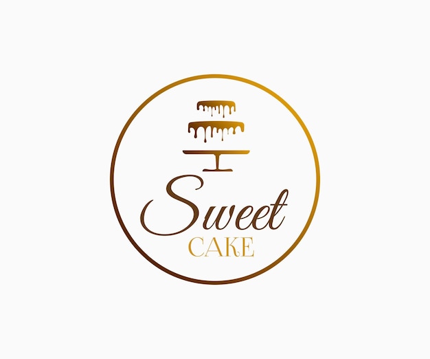 Logo della torta dolce. idee per il logo del negozio di panetteria disegno vettoriale