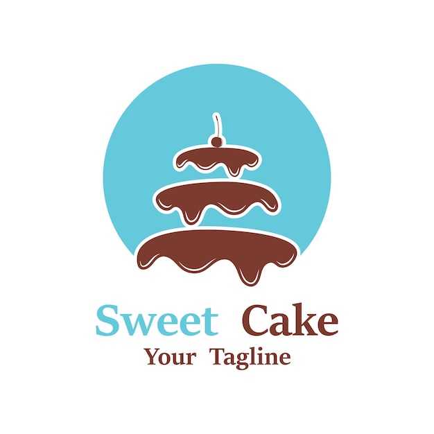 Logo della torta dolce logo della torta di compleanno icone del logo per la panetteria del caffè e la marca