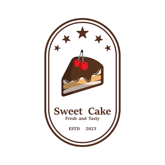 Sweet Cake Logo Birthday Cake Icon With sweet cherries logo for cafe bakery and brand company