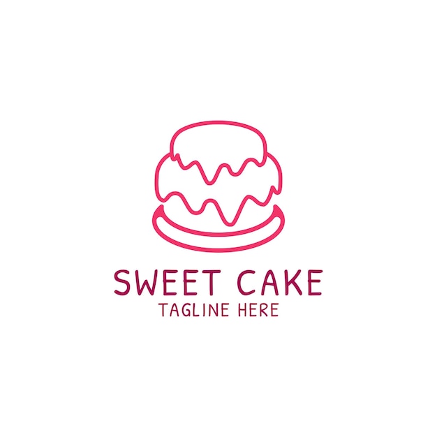 甘いケーキのロゴのアイコンのデザインテンプレートエレガントで豪華なプレミアムベクトル