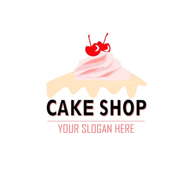Vettore illustrazione del logo del negozio di dolci e torte isolata su priorità bassa bianca