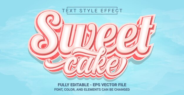 Vector sweet cake text style effect editable graphic text template