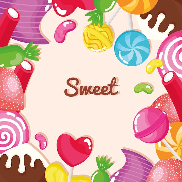 Vector sweet candies frame