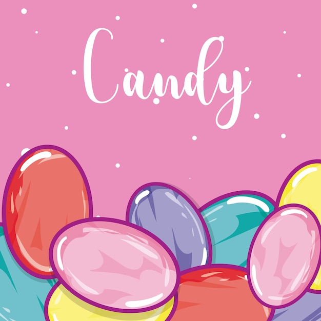 Sweet candies over pink background