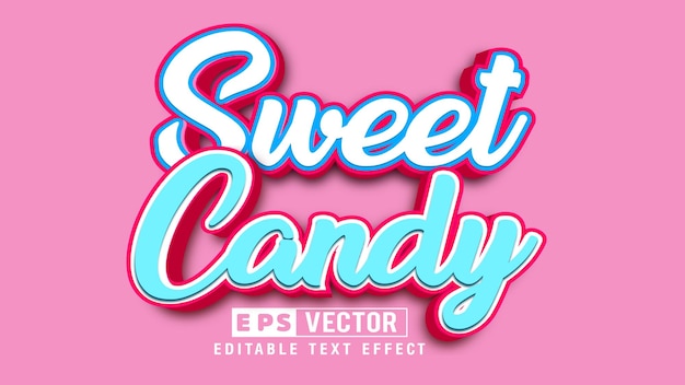 Sweet Candy 3d bewerkbaar teksteffect vectorbestand met schattige achtergrond